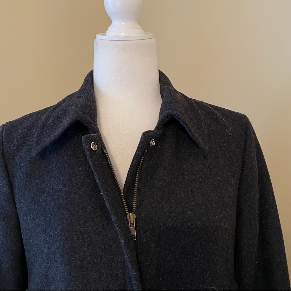 J. Crew Wool Blend Thinsulate Zip Front Charcoal Gray Long Coat - XS - Picture 7 of 14